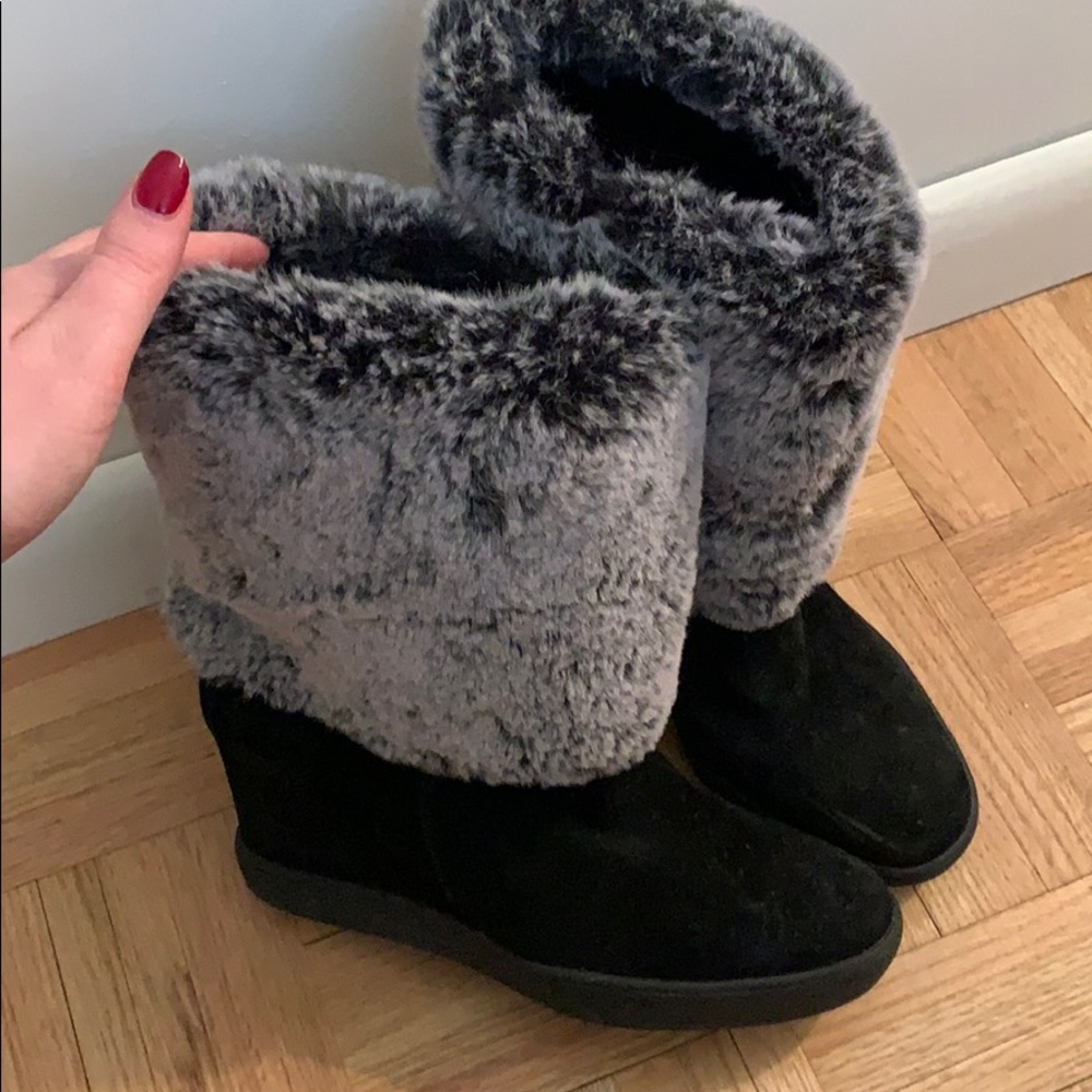 Black Faux Fur Booties